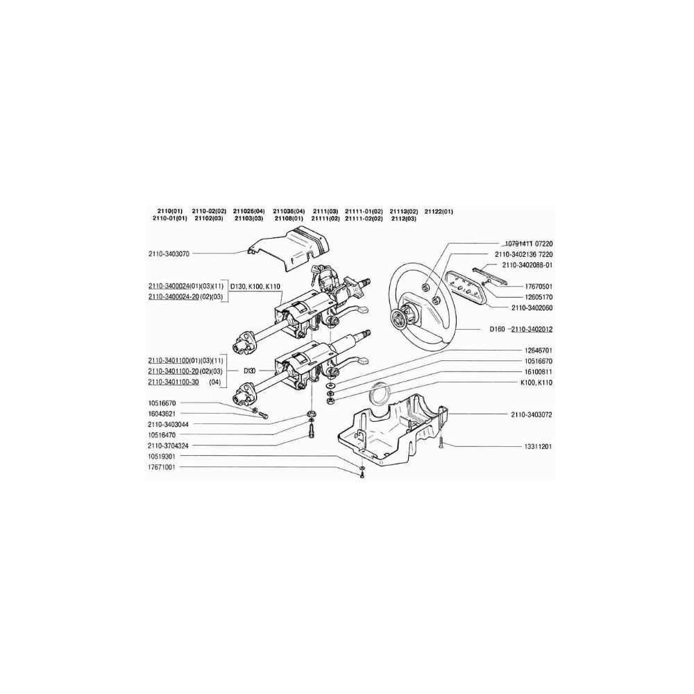 Plastový kryt riadenia pre VAZ 2110-3403070